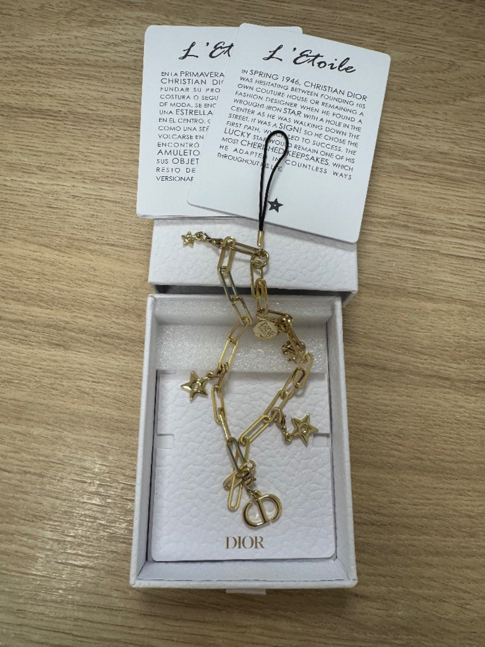 DIOR Beauty Gift-with-Purchase GOLD TONE PHONE CHARM Stars and LOGO Chain